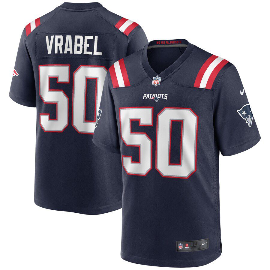 Men New England Patriots #50 Mike Vrabel Nike Navy Game Retired Player NFL Jersey